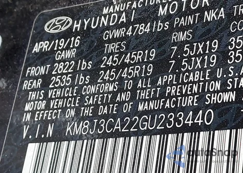 2016 Hyundai Tucson Sport z USA, uszkodzony, nr VIN KM8J3CA22GU233440